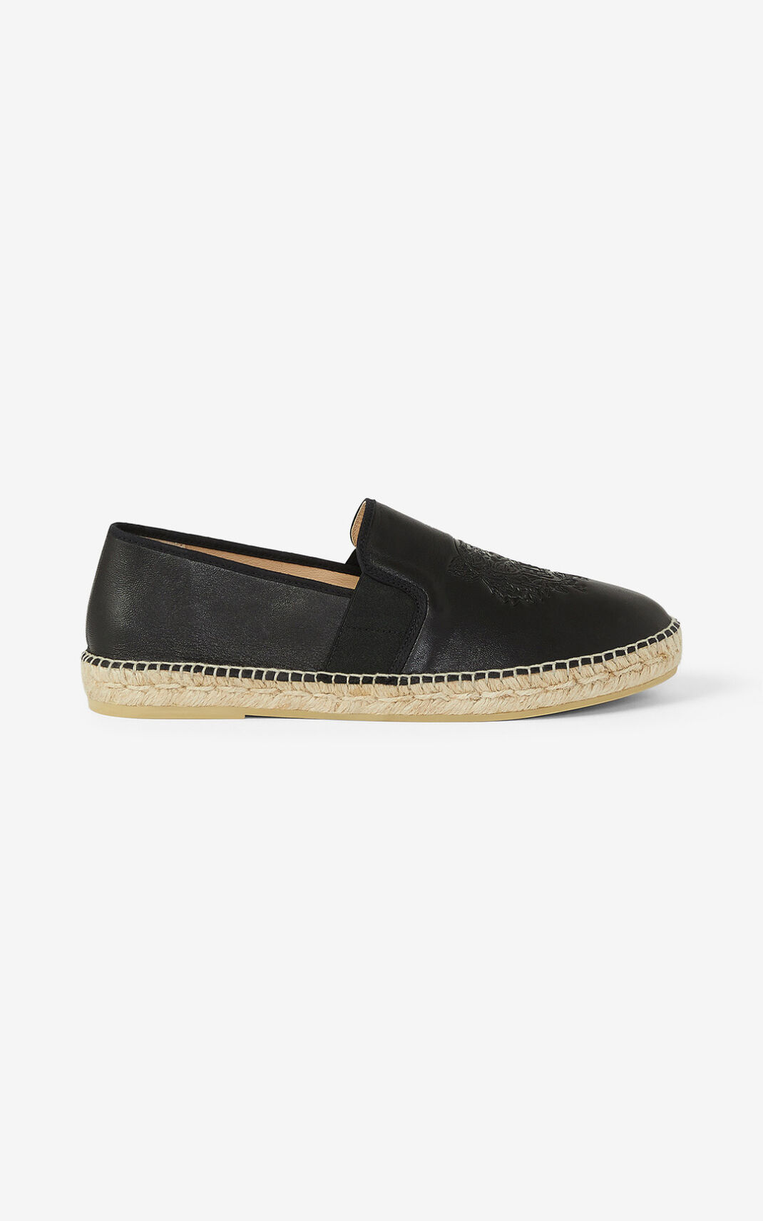 Espadrille Kenzo Elasticated Cuir Tiger Homme Noir | EPHN-63871